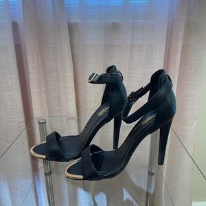 Black w/ gold open toe heels